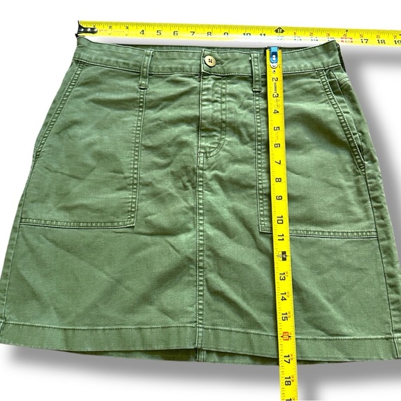 J. Crew Olive Green Garment-Dyed Utility Mini Skirt Women’s Size 6 Linen Blend - Picture 15 of 15